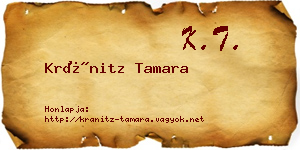 Kránitz Tamara névjegykártya